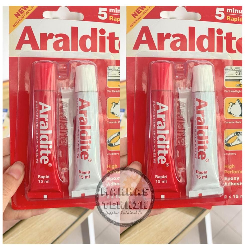 

Lem Epoxy besi Araldite Rapid 5 Menit merah