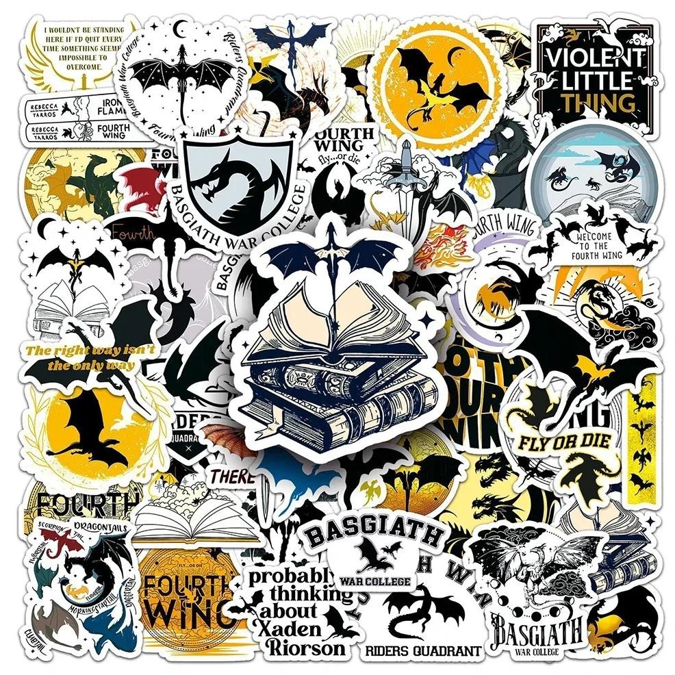

10/30/50Pcs Fourth Wing Fantasy Novel Cartoon Stickers Cool Dragon Waterproof Sticker For Kid Toy Diy Notebook Guitar Phone Case