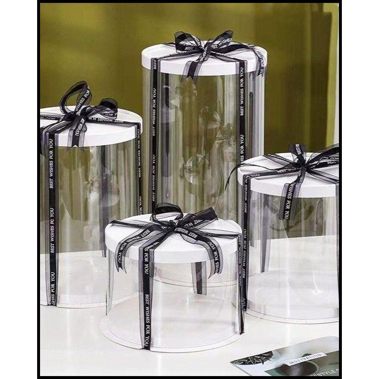 

D30 x T40 cm Cake Box Kotak Kue Tart Gift Mika Bening Bulat + Tatakan