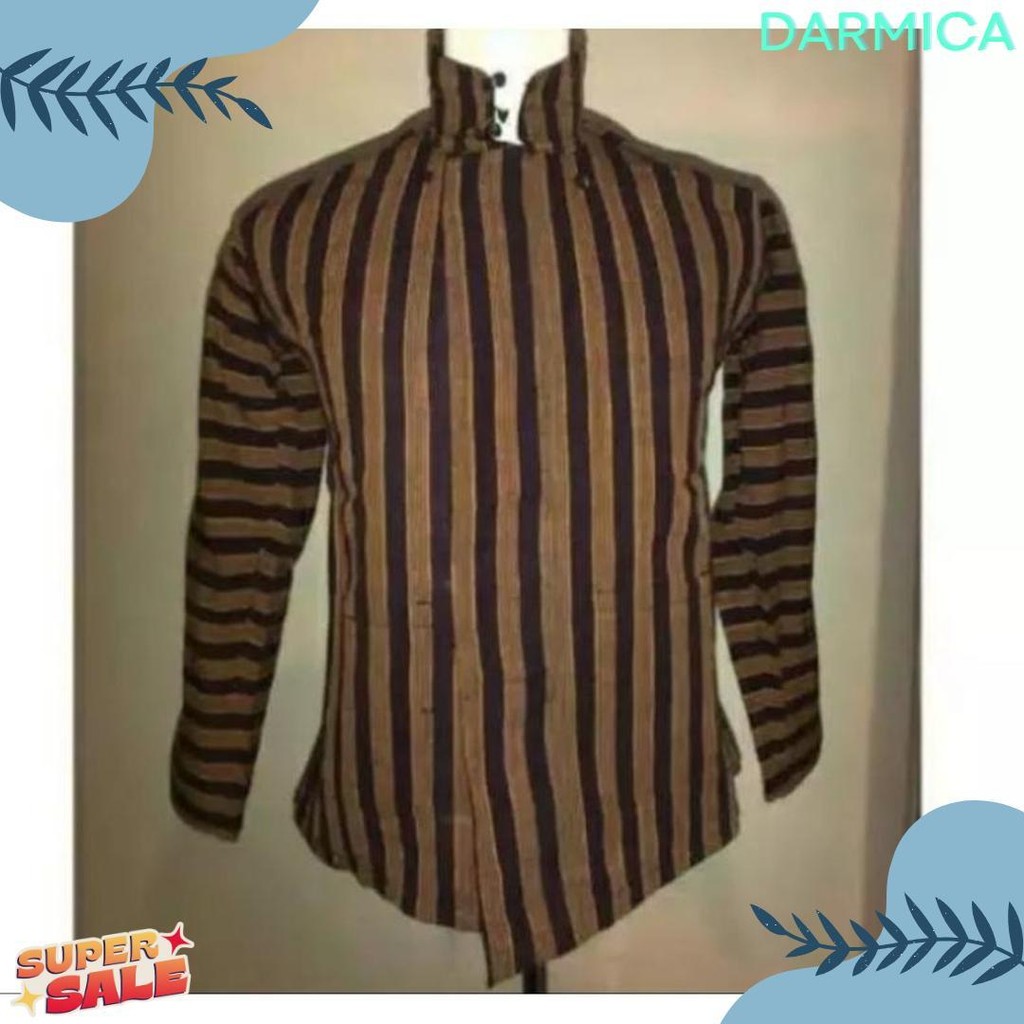 Baju Adat Jawa Lurik Laki-Laki Atasan Saja Surjan Cowok Remaja Dewasa Kostum Karnaval Pria Terlengka