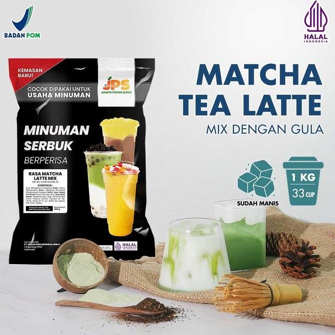 

baru bubuk minuman matcha latte mix 1kg - powder green tea kekinian
