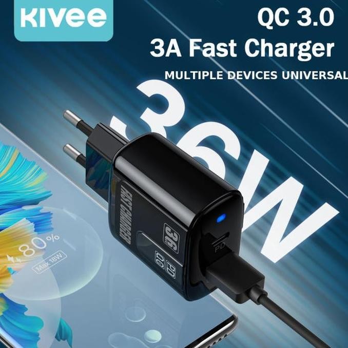 SALE KIVEE KEPALA CHARGER USB 5V 2.4A 36W SINGLE PORT HITAM FAST CHARGING ADAPTOR