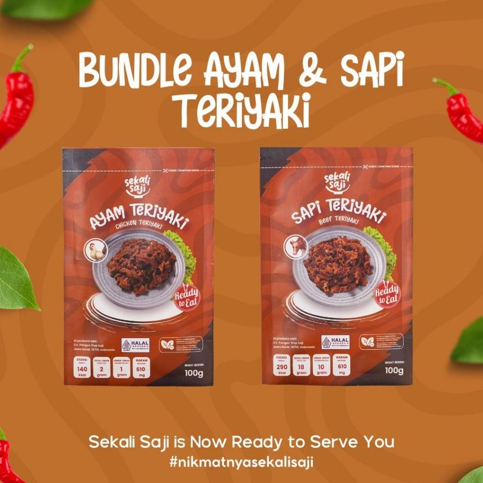 

SEKALI SAJI - Bundling Teriyaki Paket 2 Lauk Instant 100gr Makanan Siap Saji Lauk Pauk Mateng Halal