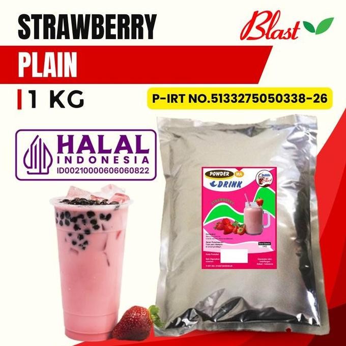 

baru bubuk minuman strawberry 1kg - powder drink original rasa stroberi