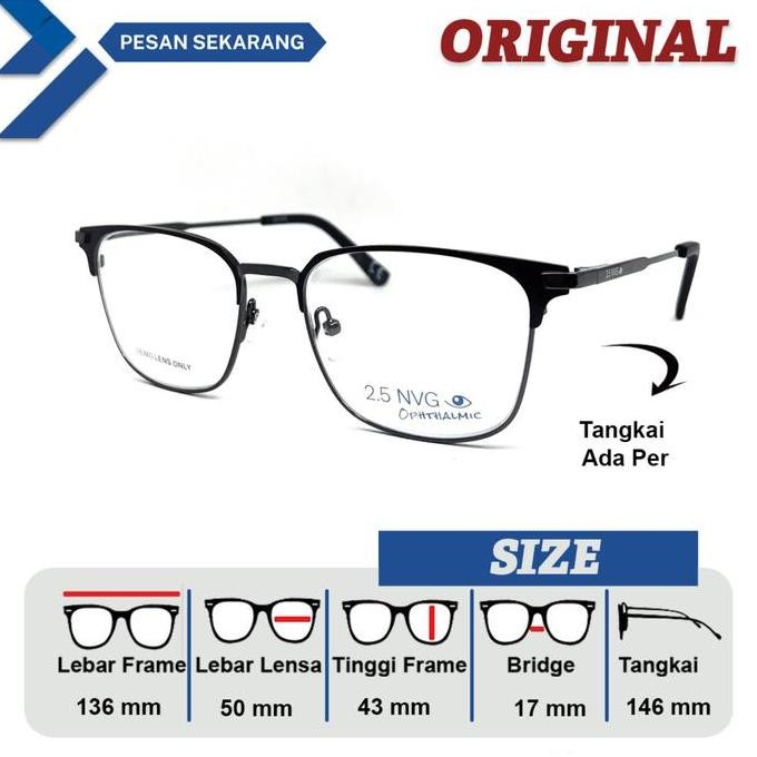 FRAME KACAMATA PRIA DAN WANITA ORIGINAL NVG OPH SC 112 LEBAR FRAME 136