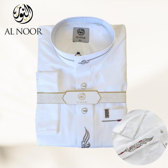 Jubah Alnoor Bordir Kombinasi | Putih & Warna | Dewasa