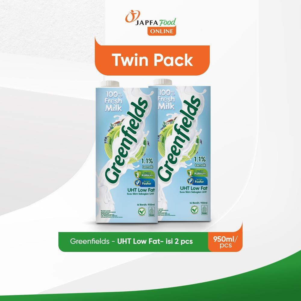 

Greenfields Susu UHT Low Fat / Rendah Lemak 950ml - Twinpack - 100% Fresh Milk dari Greenfields Farm