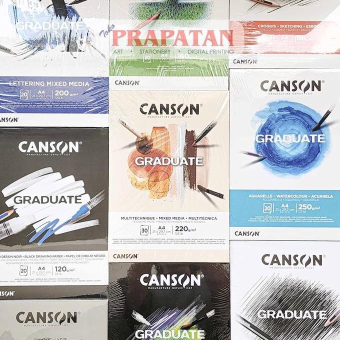 

TERBARU - GRADUATE Canson Drawing Pad A4 | Mix Media | Watercolor | Sketch