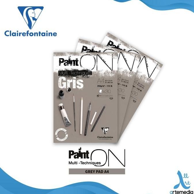 

TERLARIS - Buku Sketsa Clairefontaine Paint On A4 Grey Paper Multi Technique Pad