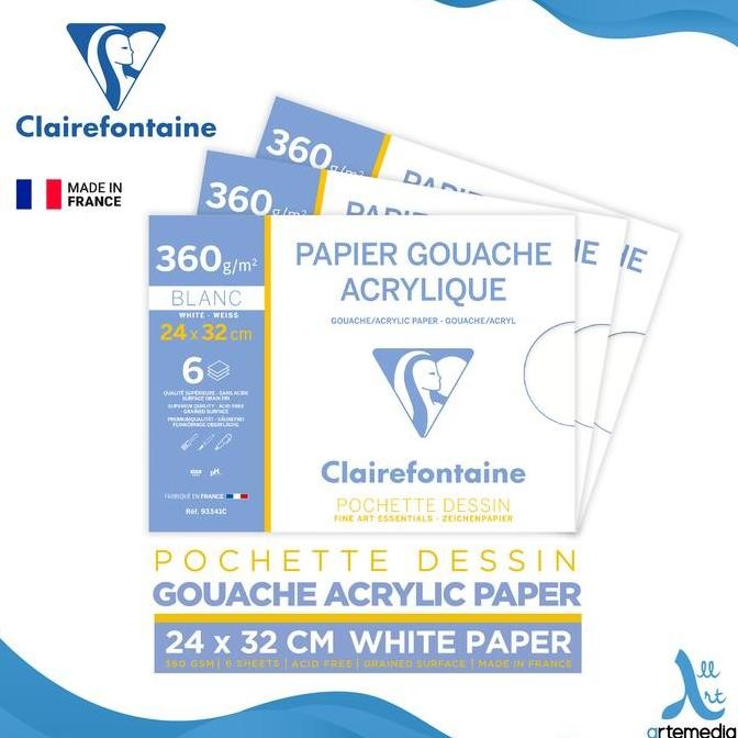 

Sale Clairefontaine Mixed Media Paper 360Gsm Kertas Mix Media Gouache Dan Acrylic 24X32Cm