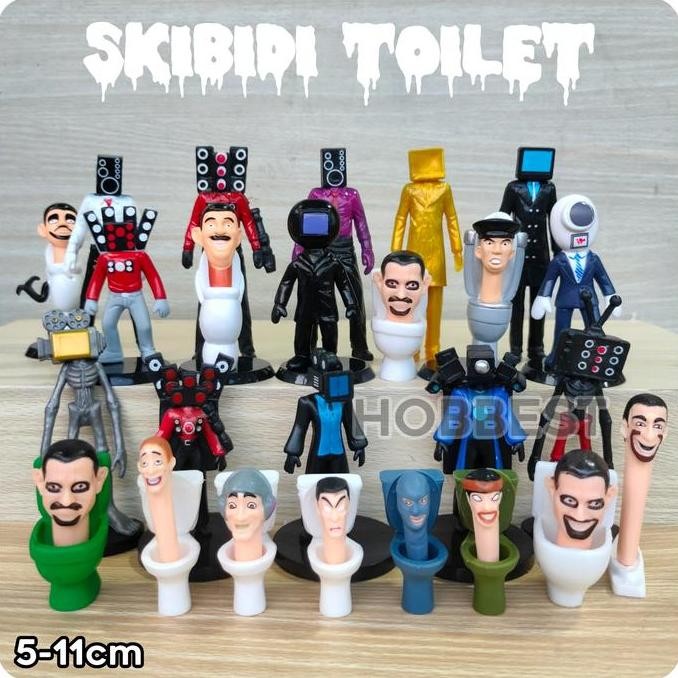 diskon action figure skibidi toilet set - pajangan kepala radio tv man siren head