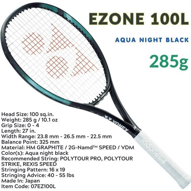 TERMURAH - Yonex EZONE 100L 285g Aqua night black - raket tenis