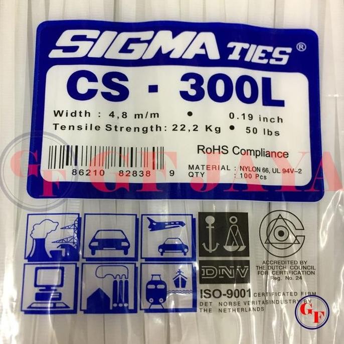 

New Kabel Ties Sigma CS-300L 30cm x 4.8mm Putih / CS300L CV300 CV 300 L 30 cm 300mm 4.8 mm 4,8 / Cable Tie Tis Tali Pengikat Insulock Insulok Warna White