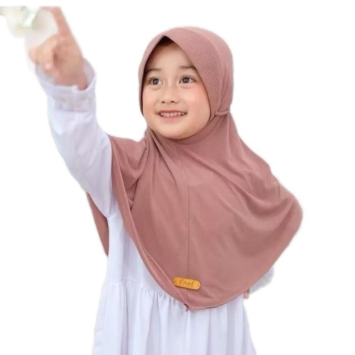 Jilbab Anak Bergo Maryam Ropel Pad 3-12 Tahun Tali Kepang Jersey Premium Kerudung Anak Perempuan Raa