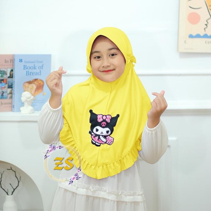 Terbaru  Bergo Anak Kuromi Murah Lucu / Jilbab Instan Jersey Usia 2-8 Tahun / Hijab Anak Perempuan K