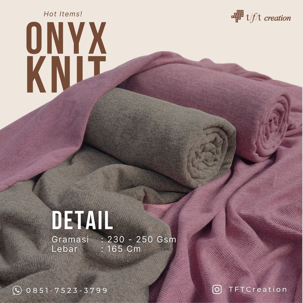 Bahan Kain Onyx Knit Premium | Halus Lembut Stretch Adem Tidak Menerawang | Kain Ecer Meteran