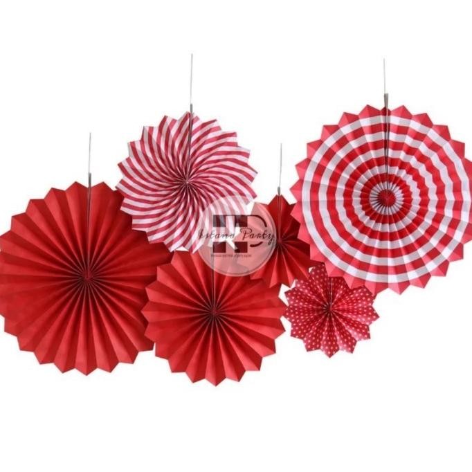 Paper Fan Merah Set / Paperfan 17 Agustus  Merah Putih
