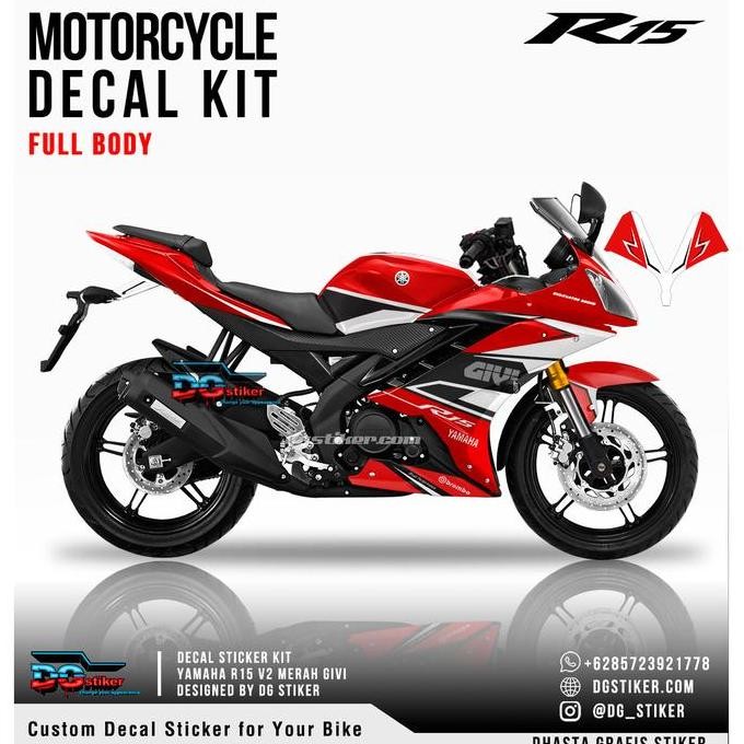 Decal Sticker R15 V2 Merah GIVI DG Stiker