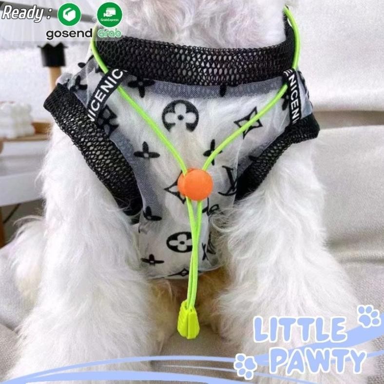 (Terbaru) Littlepawty - LV Transparent Top | Baju Anjing Kucing Kaos Sport Branded Transparan Premiu