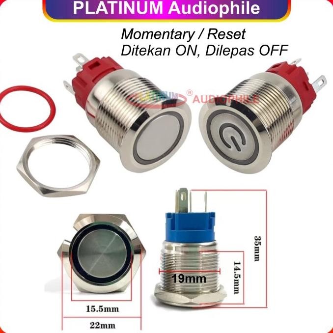 Metal Push Button Switch 19mm | MOMENTARY/RESET stainless steel