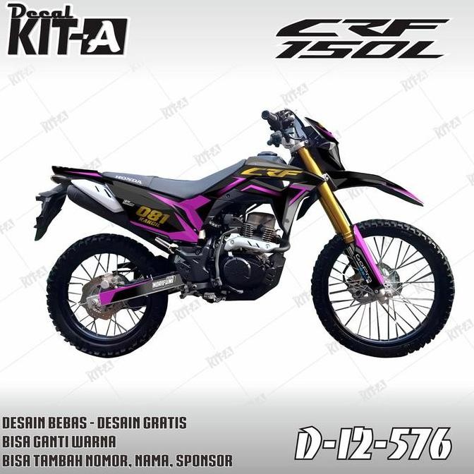 Decal Honda CRF 150L fullbody motif Hitam Pink Abu abu D-I2-576