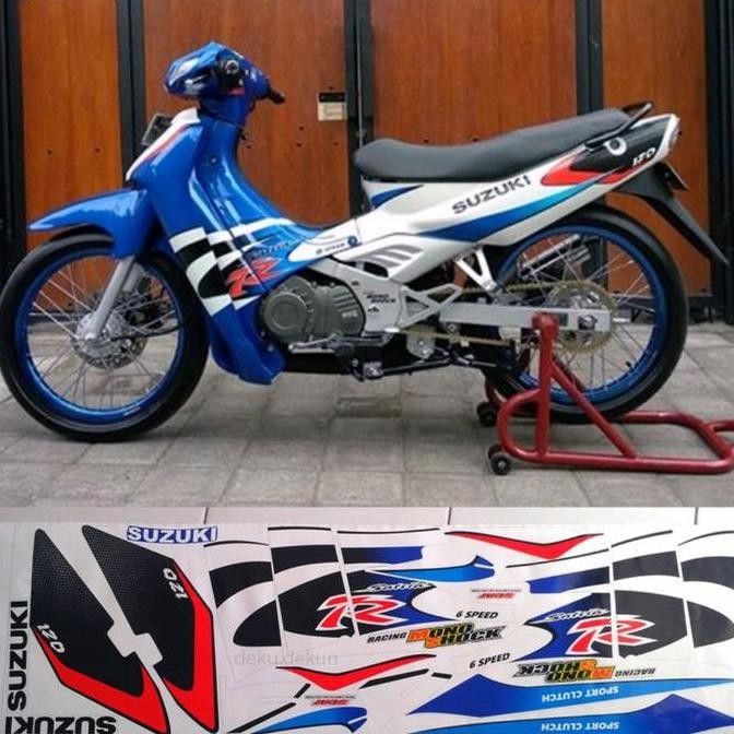 Stiker Striping Satria 2 Tak 2002 Biru Putih Tahan Vernis