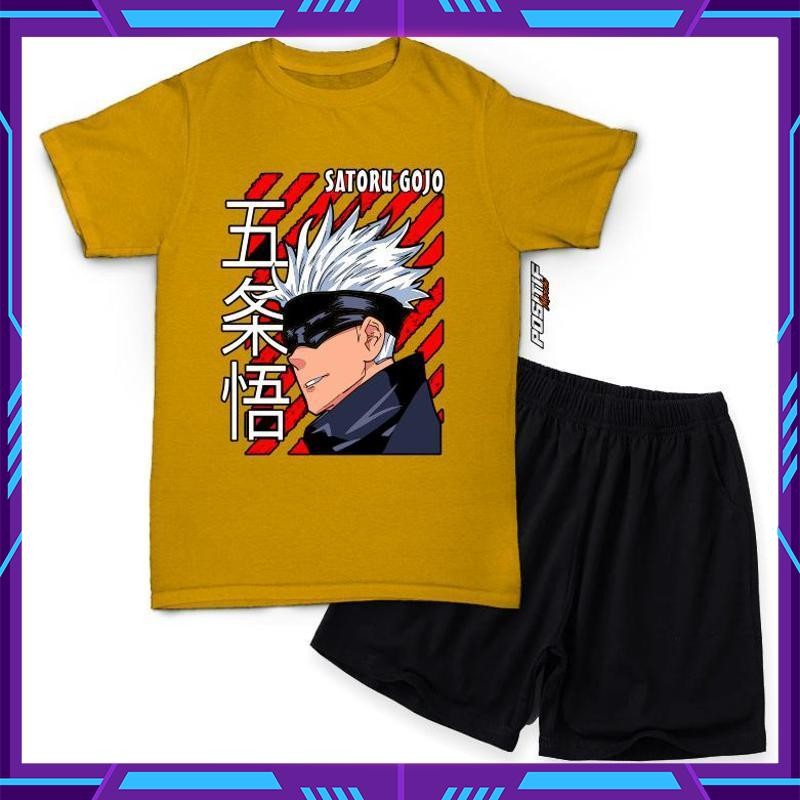 Desainku - Baju Kaos Anak Setelan Anime Satoru Gojo Laki Perempuan Fd-16