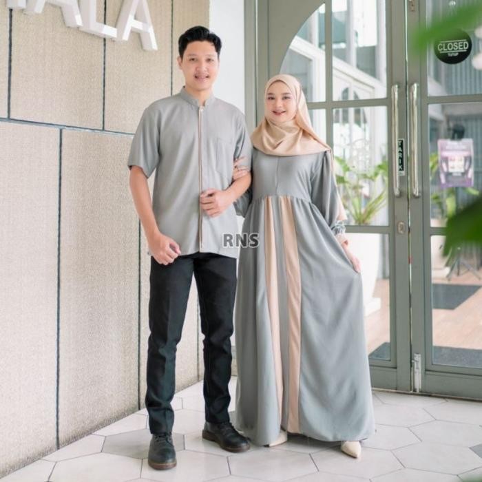 Bsh 2025 Alfistore-Syakila Set Pakaian Couple Keluarga Baju Couple Lebaran Gamis Couple Keluarga Gam