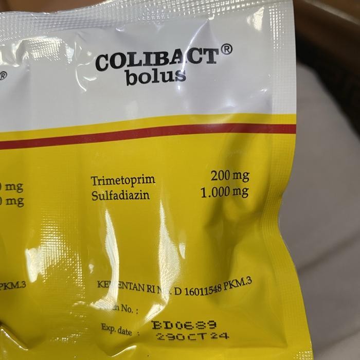 PZM Obat Hewan antibiotik, mencret, Batuk Flu Hewan(Colibact 1 Bolus-Ecer)