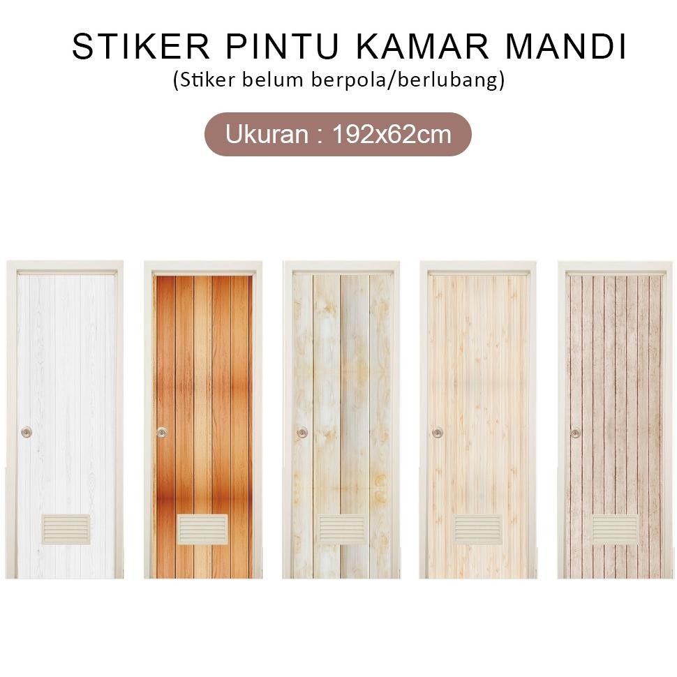 (Terbaru) Stiker Kamar Mandi Walpaper Pintu Motif kayu polos (Terlaris)