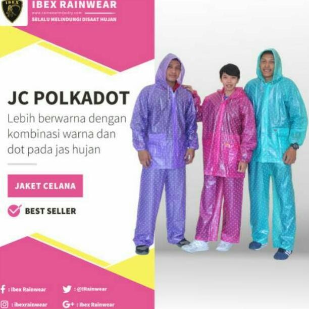 Jas Hujan Plkadot Wanita Ibex / Jas Hujan Polkadot Ibex / Jas Hujan  Polkadot Karet Pvc Presan