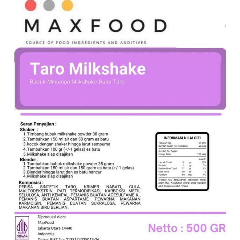 

Baru Bubuk Minuman Rasa Talas Taro Milkshake 500Gr - Serbuk Minuman Kekinian Untuk Es & Blender