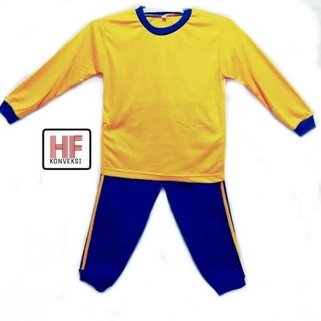Baju Olahraga Tk/Seragam Olahraga Tk Panjang Kuning Biru Polos Murah