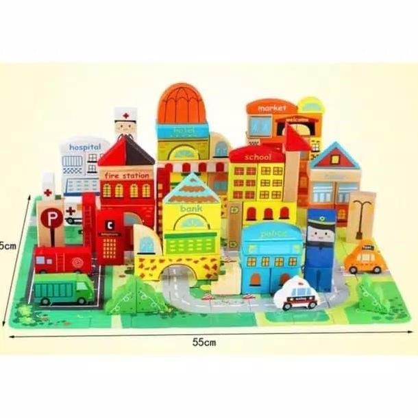 Mainan Edukasi Wooden Toys City Block
