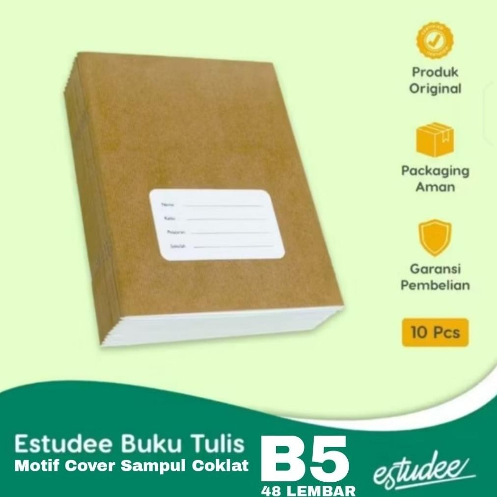 

Siap Kirim Buku Tulis Estudee B5 48 Lembar Sampul Coklat - 1 Pack Isi 10 Buku Campus