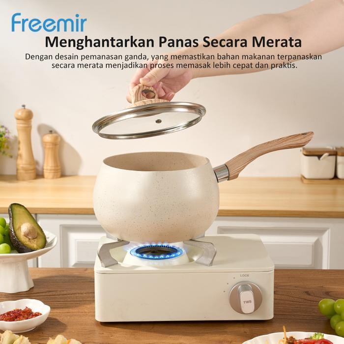 [Masih Ngekost] Freemir Panci Susu Gemoy 16 Cm+Teflon 20Cm Anti Tumpah Panci Kolek Panci Puding Baha