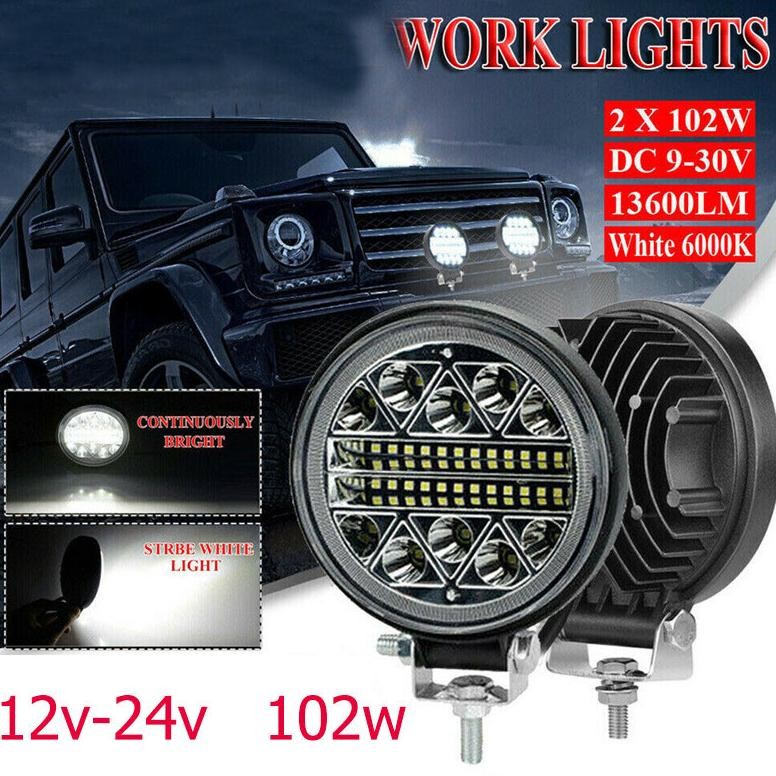 [DISKON] 1 Buah Lampu Kerja Mobil Led 102W Lampu Sorot Bulat Lampu Depan Mobil untuk Truk Offroad La