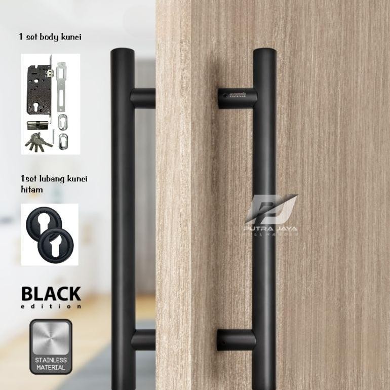 (Terbaru) Paket Handle Kaki Tembus Set Body Kunci Pelor Gagang Pintu Rumah Minimalis Model Bulat Pan