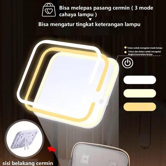 TAS KOSMETIK CERMIN LED TAS MAKEUP LED TAS MAKE UP CERMIN LAMPU