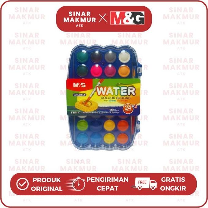

Solid/Block Watercolor Paint/Cat Air Padat 24+2 Warna 23 Mm M&G Apl976L4 (Set)
