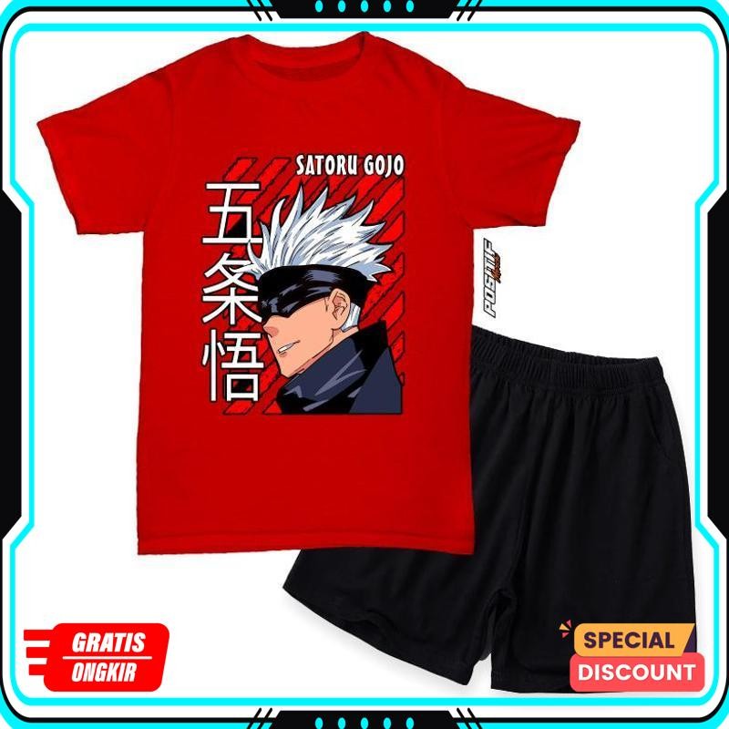(New Cod) Baju Kaos Anak Setelan Anime Satoru Gojo Laki Perempuan Fg-09