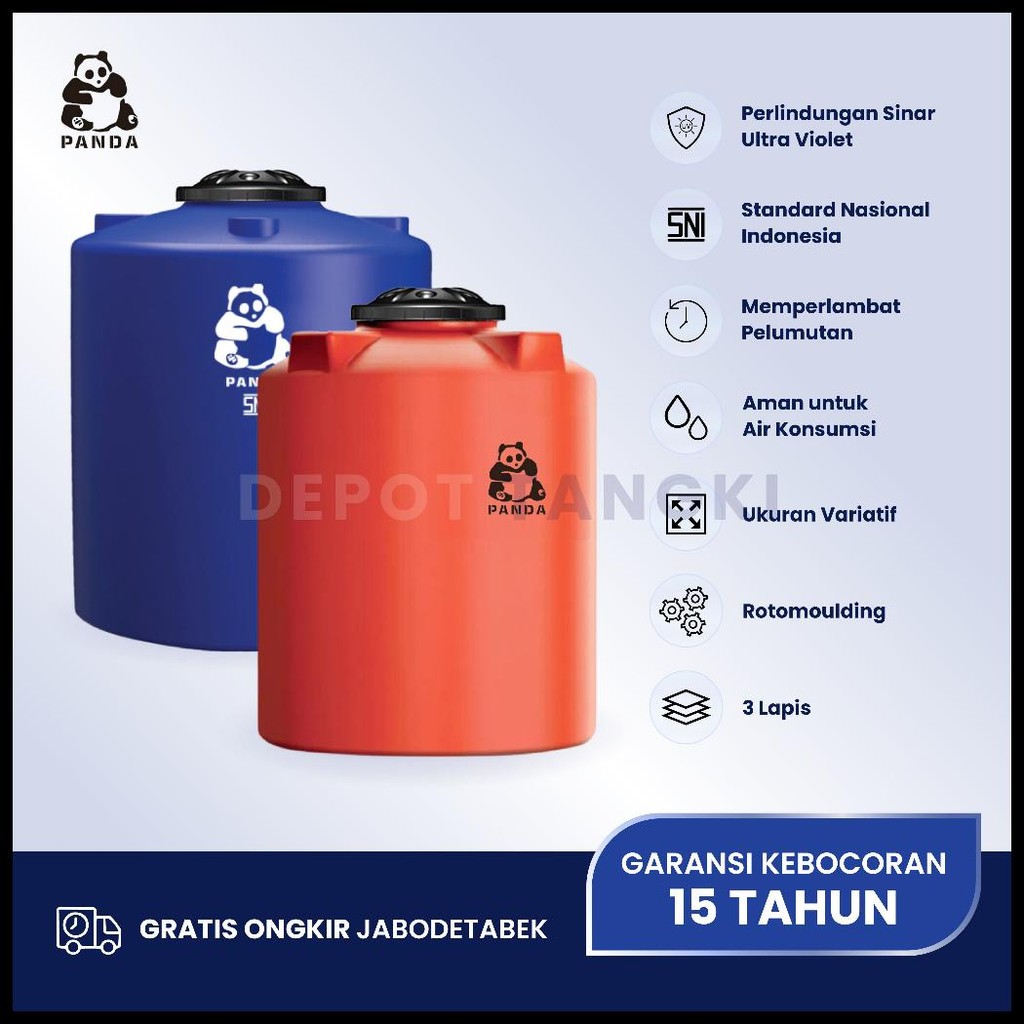 TANGKI AIR TOREN AIR TANDON AIR PANDA 500 LITER, 650 LITER, 1000 LITER, 1500 LITER, 2000 LITER