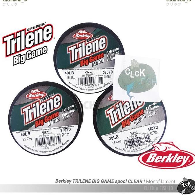 Baru Senar Pancing Berkley Trilene Big Game Clear Mono Usa 8-50Lb Original