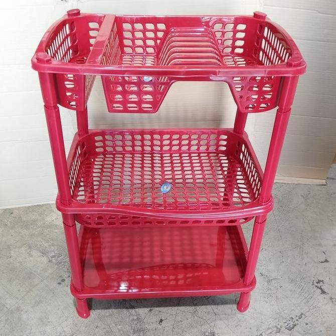 Rak Piring + Nampan Susun 3 / Rak Plastik Susun 3 / Rak piring plastik 3 susun ADA VARIAN WARNA