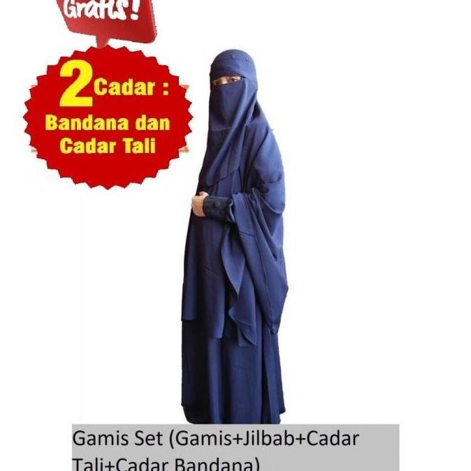 Gamis Syari Syar'I Set Cadar Dan Khimar Bahan Wolfis Wollpeach