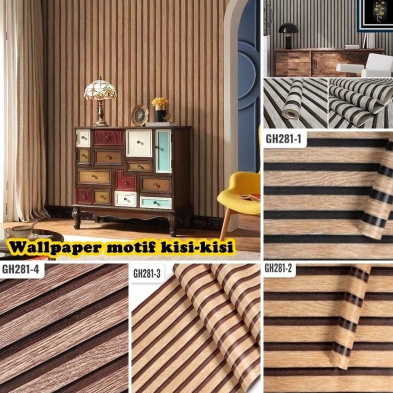 Wallpaper Stiker Dinding Motif Dan Karakter Premium Size 45cm X 8M Salur Coklat CY1094 / GH281 GH Nu