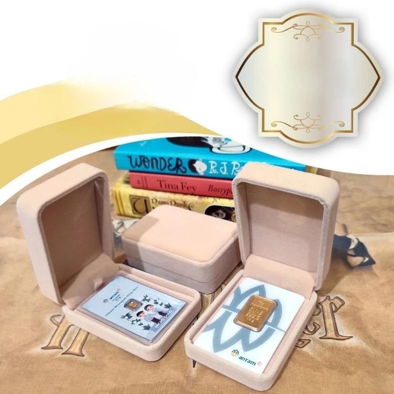 Kotak LM Antam Bludru Krem Ivory Box Gift Kado Hadiah Nugi