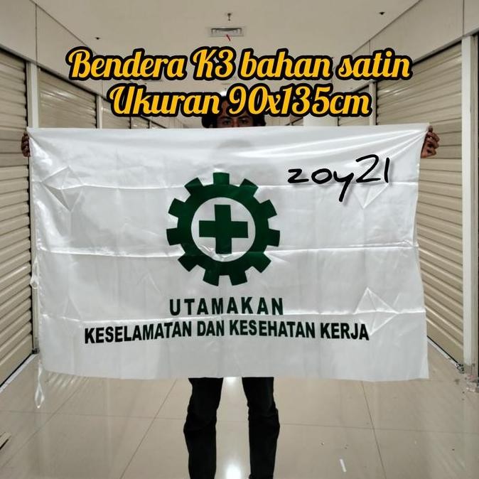 BEST SELLER BENDERA K3 STANDAR DEPNAKER 90X135 BENDERA K3 BAHAN SATIN 