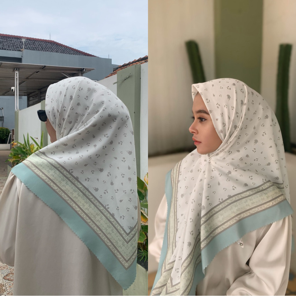 GlamourSquare (374) Jilbab Segi Empat Motif Garis | Kain Berkualitas Tinggi