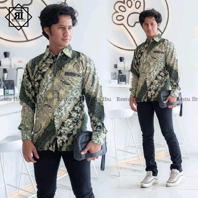 SET KEBAYA COUPLE TUNIK  PAYET/ COUPLE KEBAYA TUNIK SAGE GREEN BAJU BATIK SERAGAM KEBAYA DEWASA ATAS